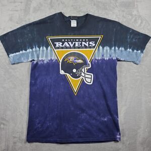 00’s Baltimore Ravens Liquid Blue Tie Dye NFL T Shirt Size LARGE 100% Cotton